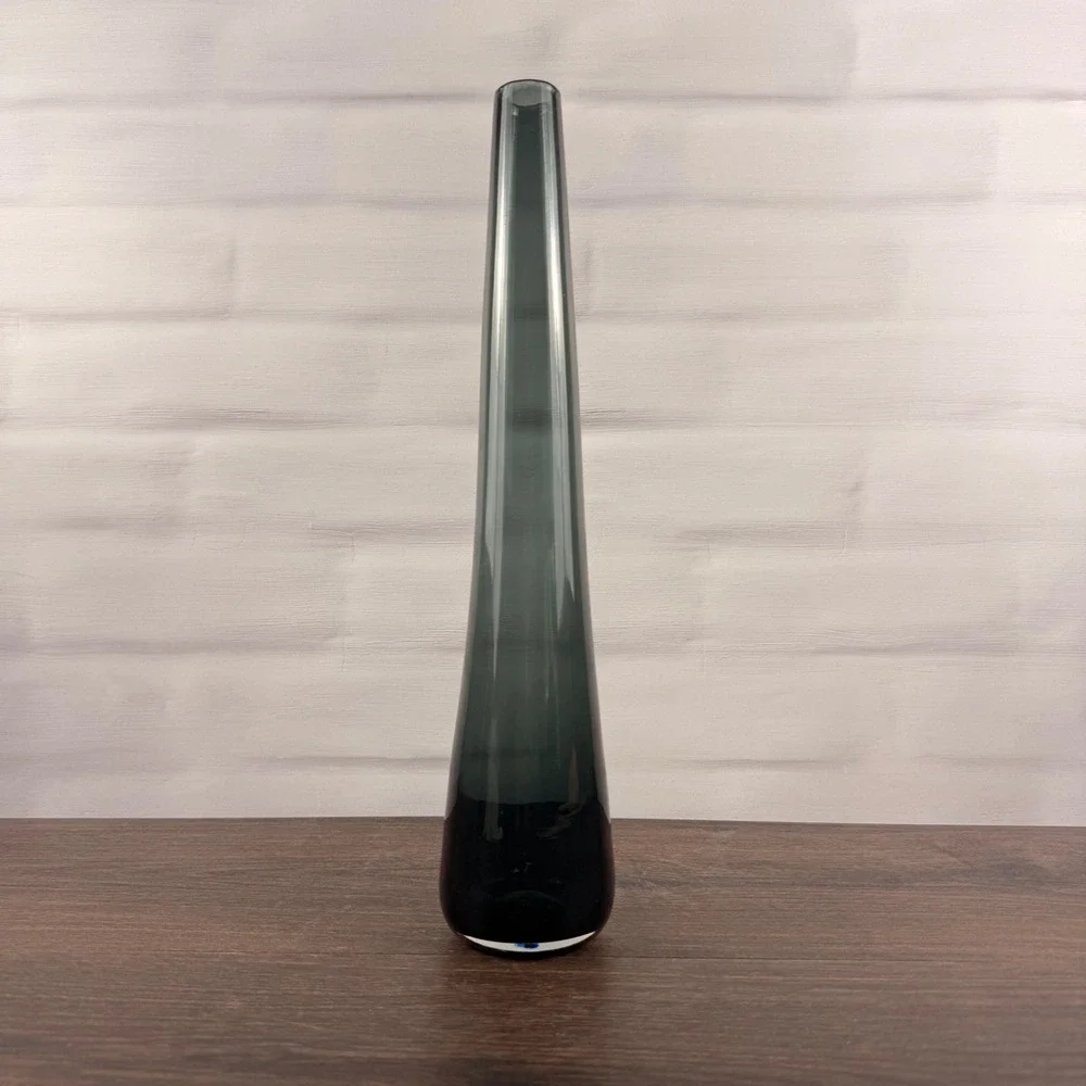 Blenko 5616B Charcoal Glass Vase Wayne Husted Mid Century Modern